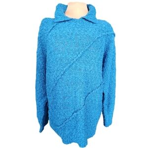 Vintage Y2K Haberdashery Blue Popcorn Knit‎ Sweater Cozy Retro Pullover 2X
